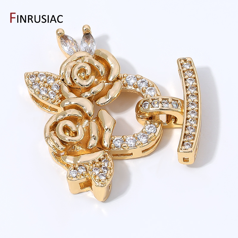 Art Craft Flower - 14K Gold Plated Brass Zircon Flower
