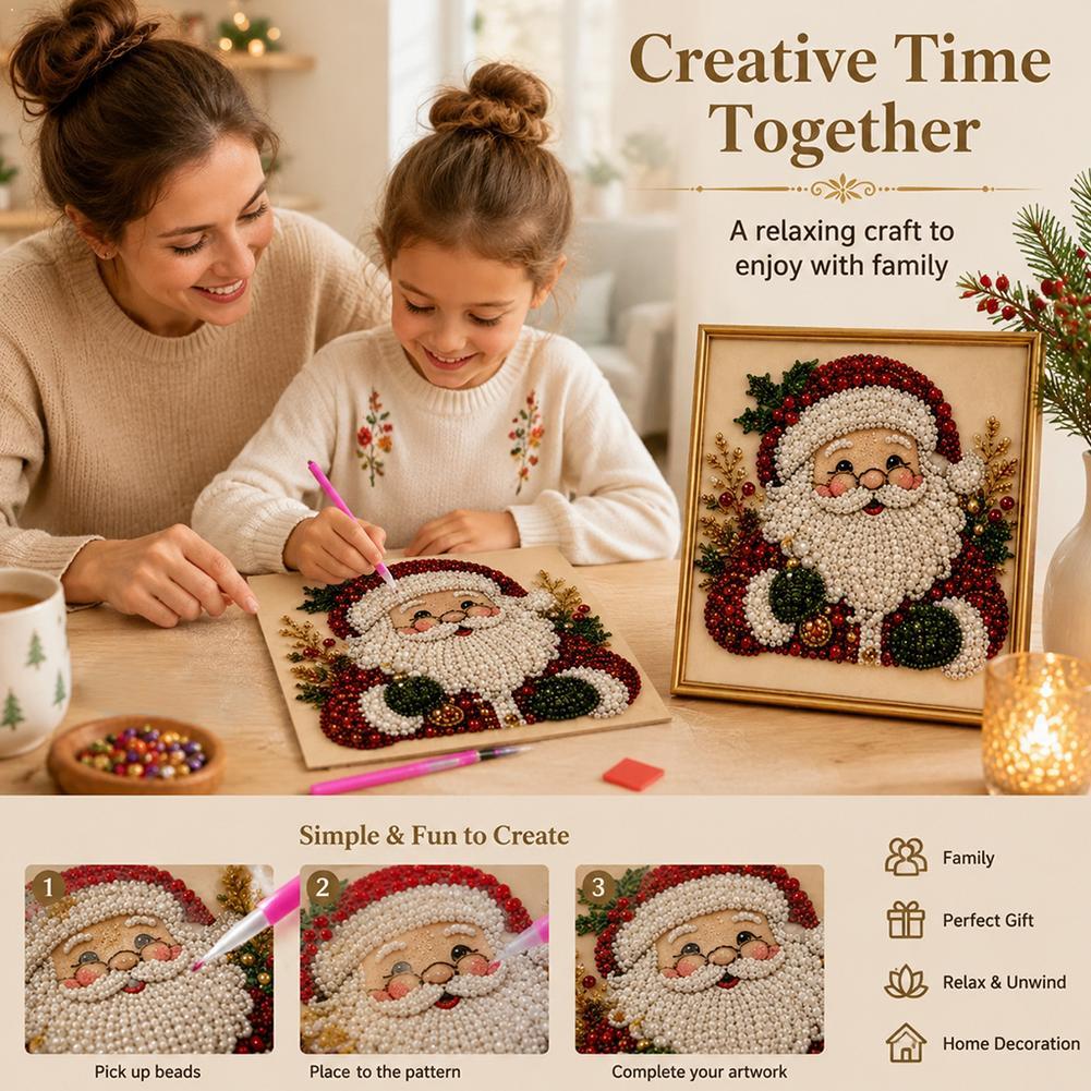 Art Craft Kit - Christmas Santa Claus Pearl Art DIY