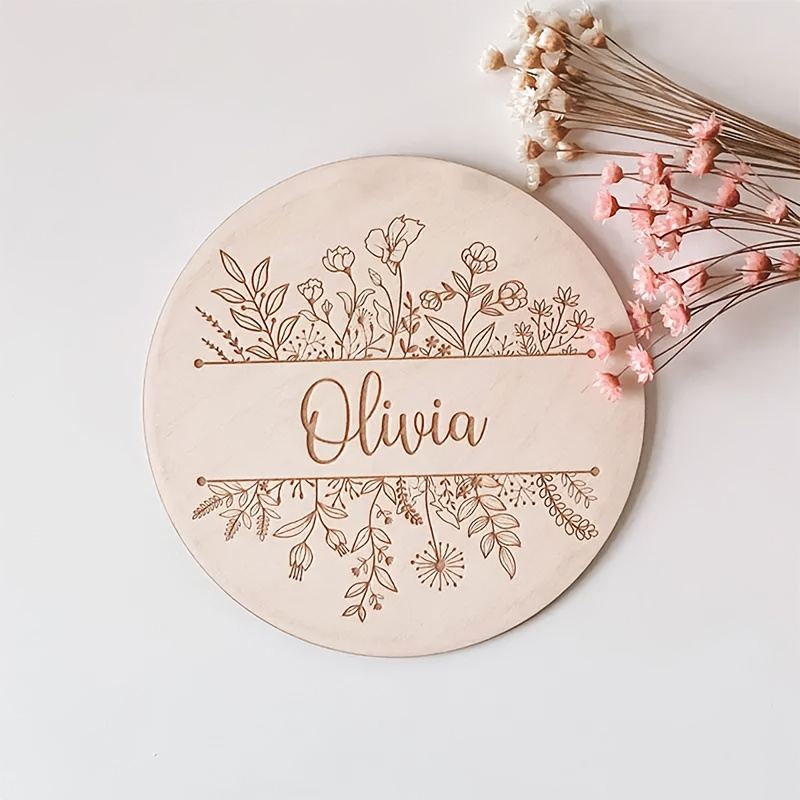 Art Craft Christmas - Personalized Floral Engraved Name Plaque, Custom