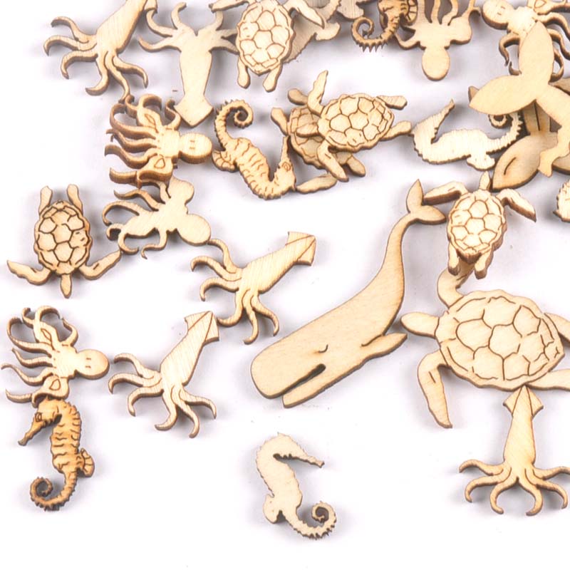 Art Craft Horse - 20Pcs 25-40mm Sea Turtle/horse/whale Wood DIY