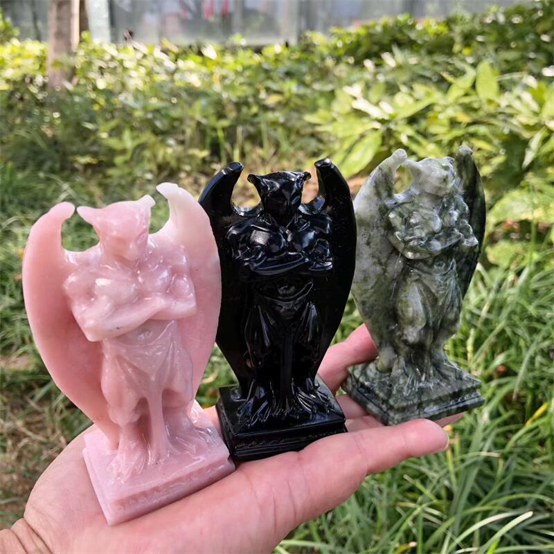 Art Craft Holiday - 10CM Natural Quartz Stone Gargoyle Carving