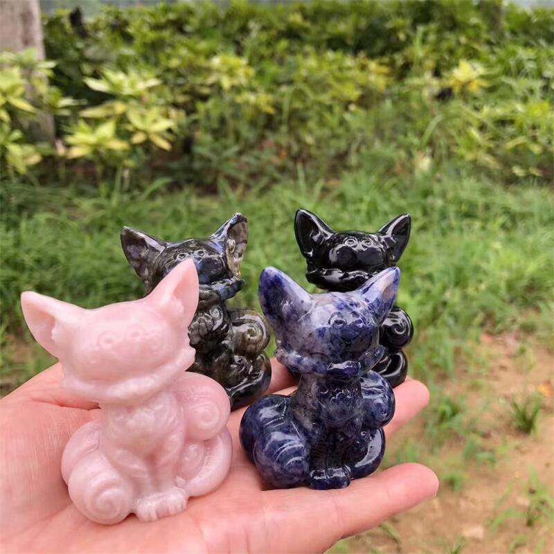 Art Craft Holiday - Natural Crystal Quartz Stone Nine-tailed Fox