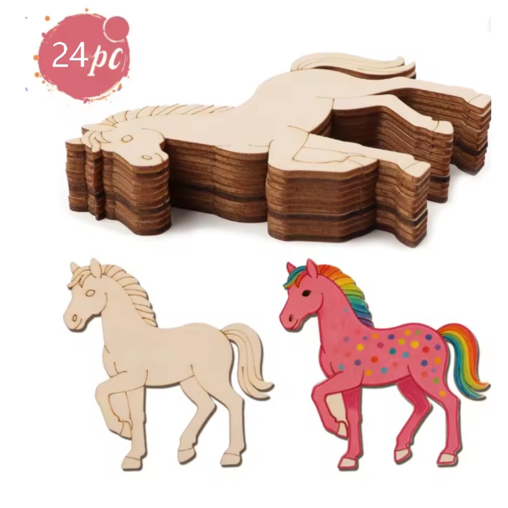 24Pcs Unfinished Horse Wooden  - Art Craft Horse review and price