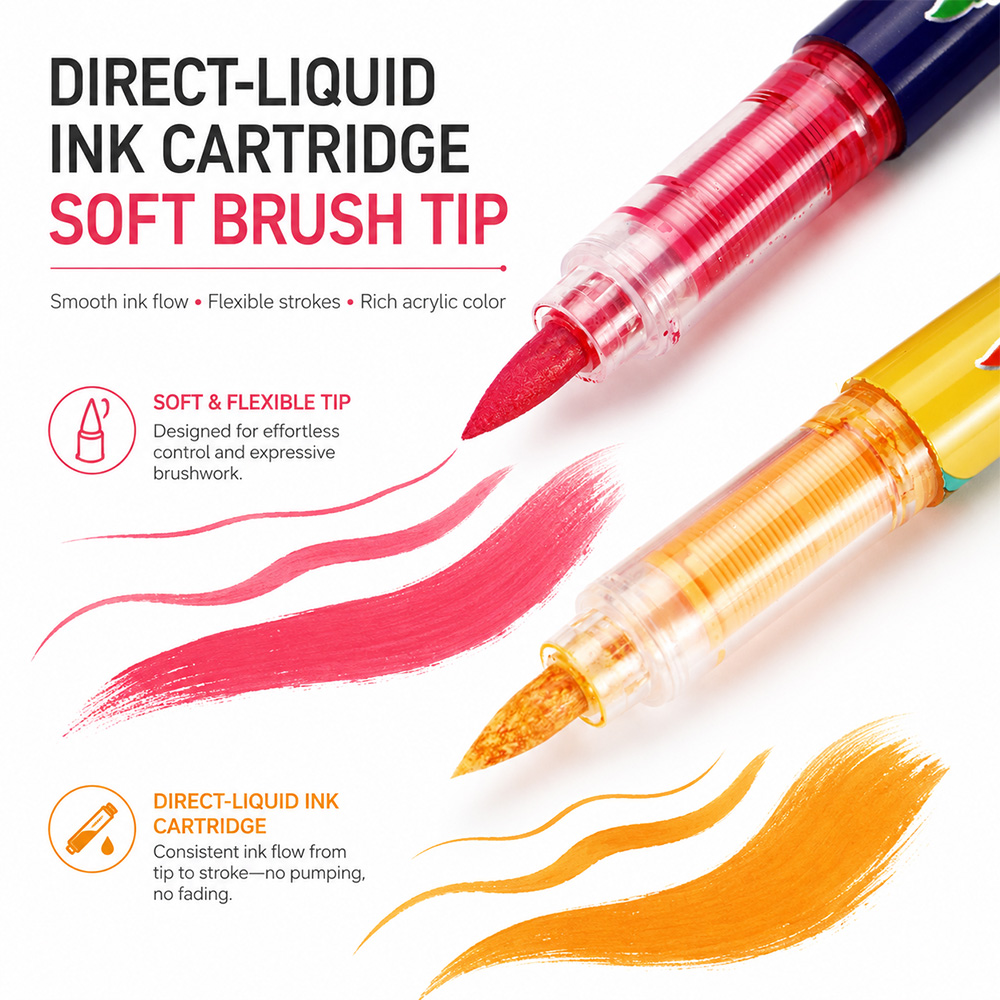 12 Colors Acrylic Brush Marker - Art Craft Stationery review and price