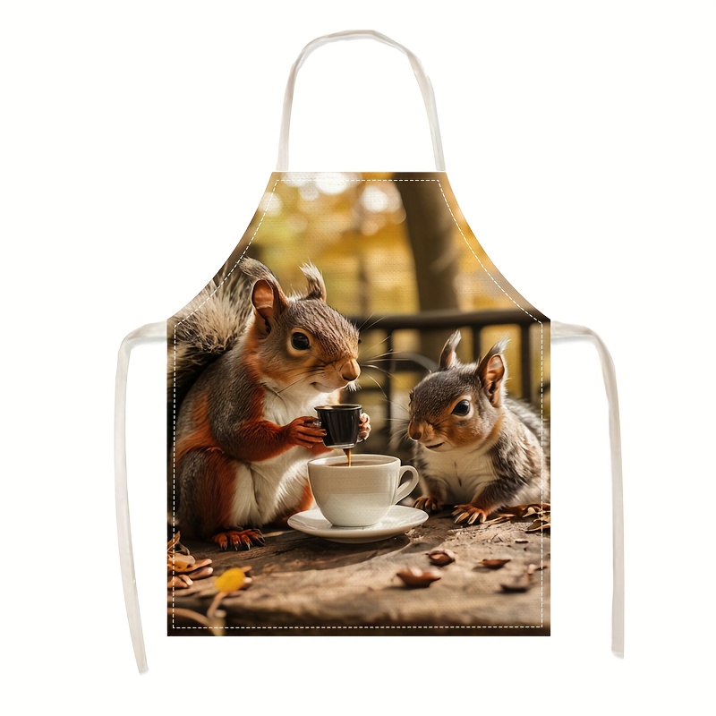 Linen Apron Squirrel Coffee Sc - Art Craft Idea review and price