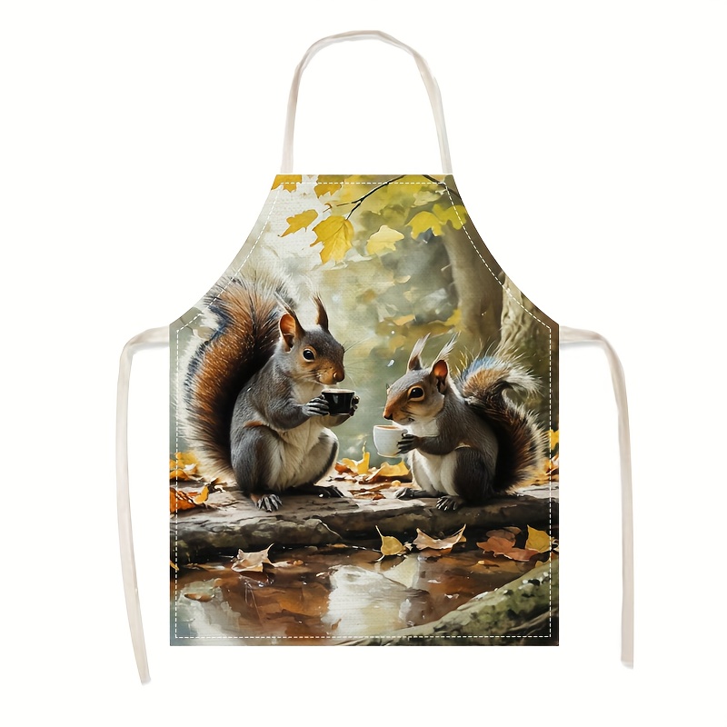 Linen Apron Squirrel Coffee Sc - Art Craft Idea review and price