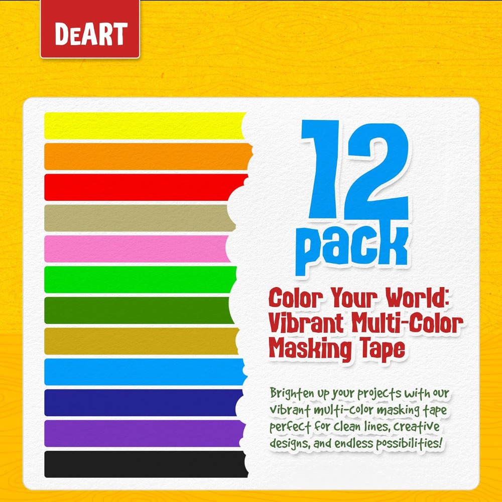 Colorful Masking Tape 12 Rolls - Art X Craft review and price