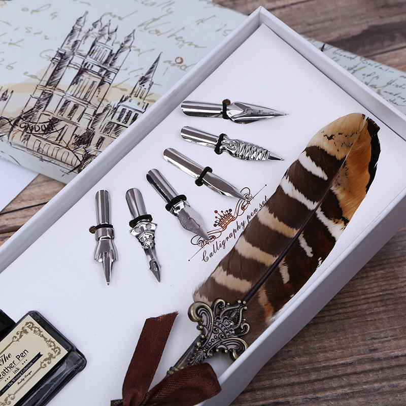 Retro Feather Dip Pen Writing  - Art Craft Stationery review and price