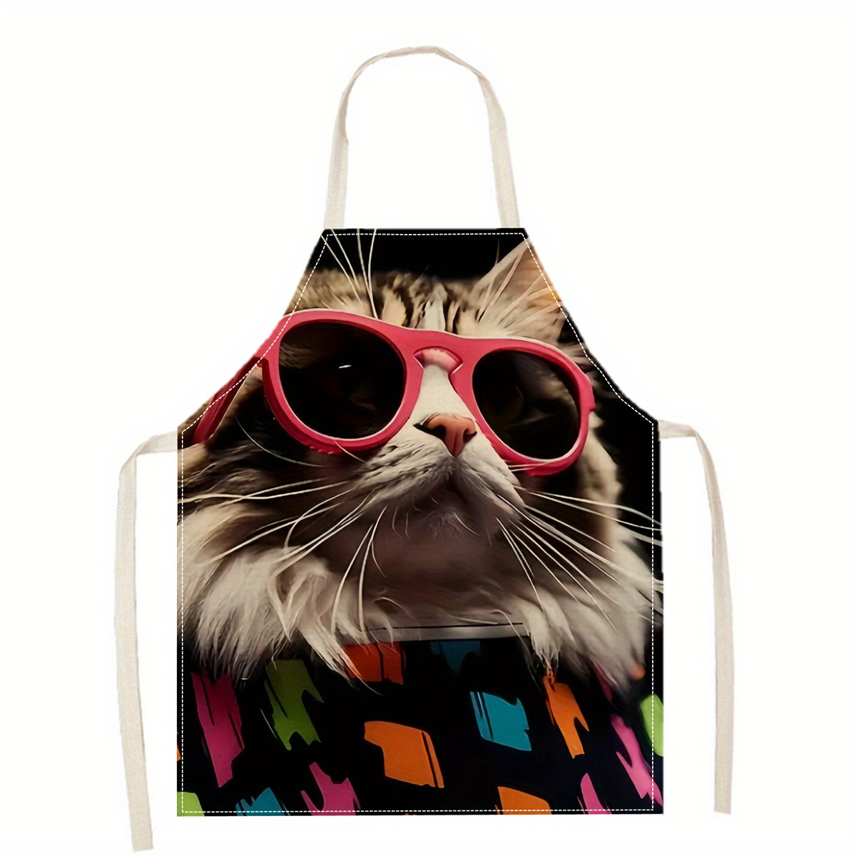 Linen Apron Funny Cat Sunglass - Art Craft Idea review and price